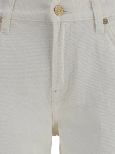 7 For All Mankind Dojo Tailorless White Shell Flare Leg Jean In White