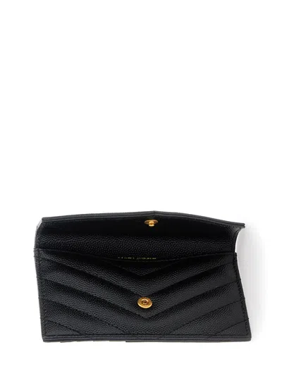 Saint Laurent Cassandre Card Case In Black