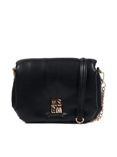 Msgm Eco-leather Shoulder Bag In Black