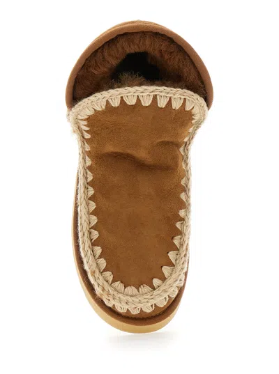 Mou Sheepskin Platform Ankle Boot In White