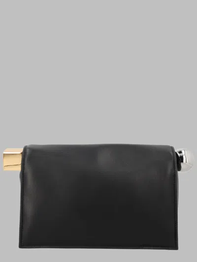 Jacquemus Rectangular Lamb Leather Clutch With Rolled Handle In Black