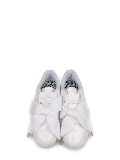 Shop Puma White Basket Heart Patent Leather  Sneakers