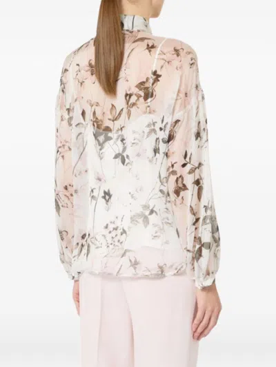 Max Mara Studio Polka Dot Silk Blend Shirt In White