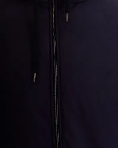 Herno Double-fabric Wool Hooded Jacket In Blue