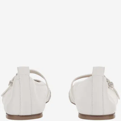 Sartore Leather And Python Balerinas In White