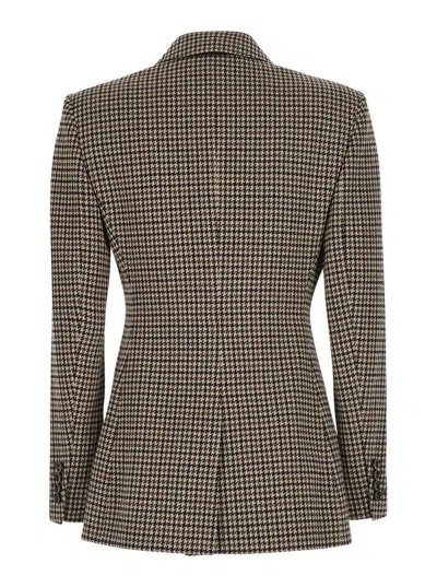 Max Mara Houndstooth T-shirt Jacket Double-breasted Lined Wool-blend In Multi