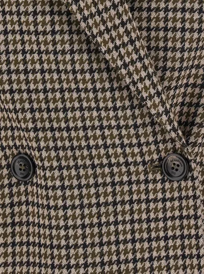 Max Mara Houndstooth T-shirt Jacket Double-breasted Lined Wool-blend In Multi