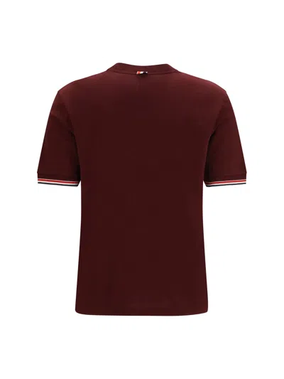 Thom Browne Wool-blend With Contrast Trim T-shirt In Burgundy