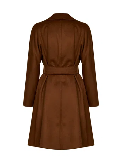 Max Mara Tan Mstdravenna Belted Wrap Coat In Brown