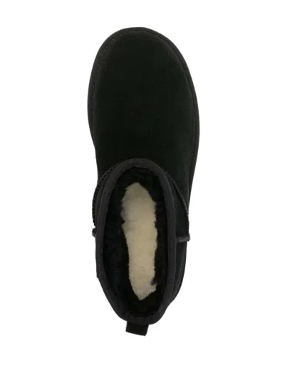 Ugg Classic Ultra Mini Low-cut Platform Leather Boots In Black