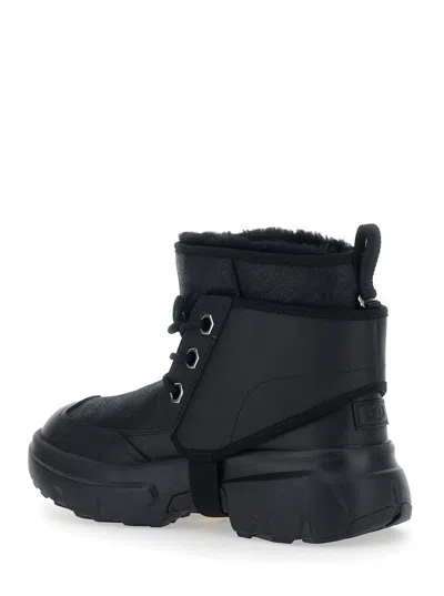 Ugg Leather Blend Platform Boots In Black