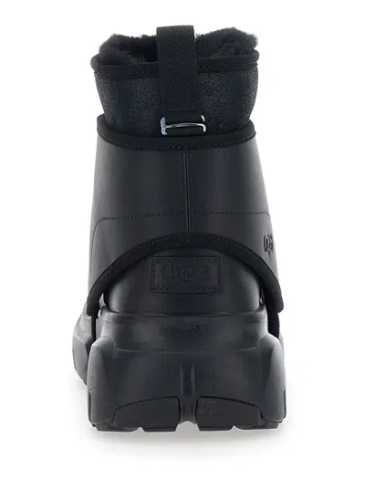 Ugg Leather Blend Platform Boots In Black