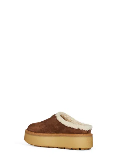 Prada Suede Mule With Sheepskin Lining Slipper In Multi