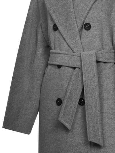 Max Mara Virgin Wool Belted Coat In Multi