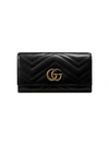 Gucci Gg Marmont Medium Quilted Flap Wallet, Black In Nero