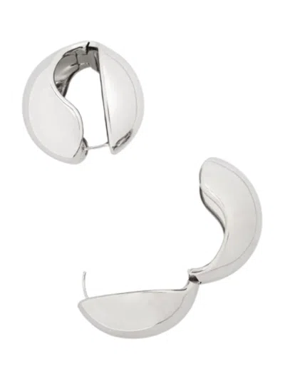 Coperni Oversized Logo Creole Earrings In Silver