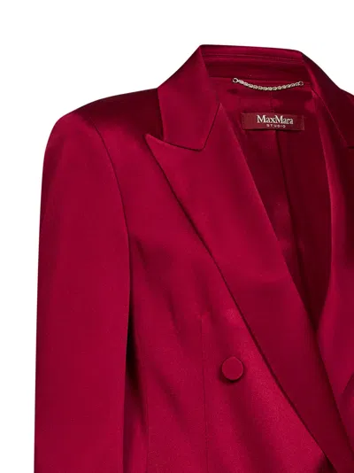 Max Mara Ruby Envers Satin Msearca Double-breasted Blazer In Black