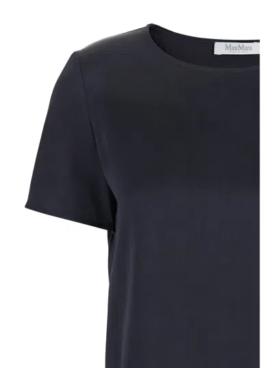 Max Mara Silk Crewneck T-shirt In Blue