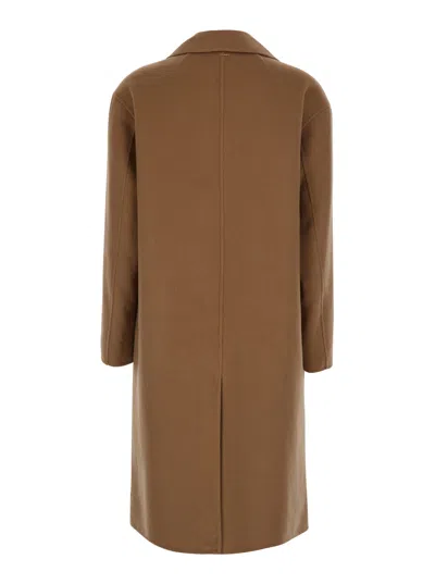 Twinset Double-breasted Coat In Brown