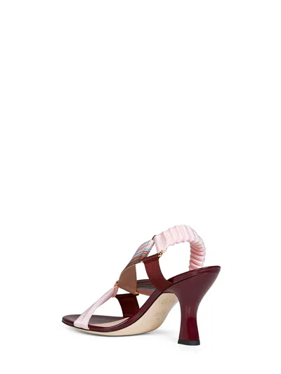 Fendi Elasticated Strap Leather Sandal In Burgundy