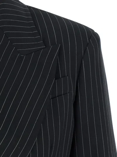 Max Mara Pinstriped Virgin Wool Blazer In Black