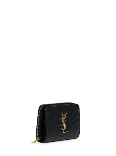 Saint Laurent Cassandre Wallet In Black