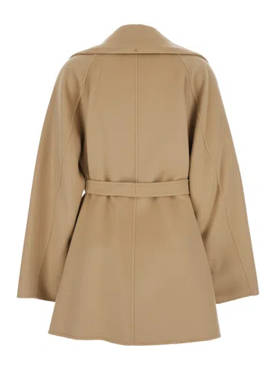 Sportmax Virgin Wool Coat In Neutral