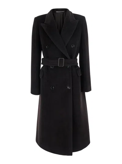 Tagliatore Jole Double-breasted Belted Coat In Black