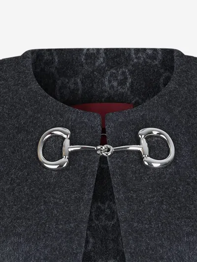 Gucci Reversible Wool-blend Cape In Blue