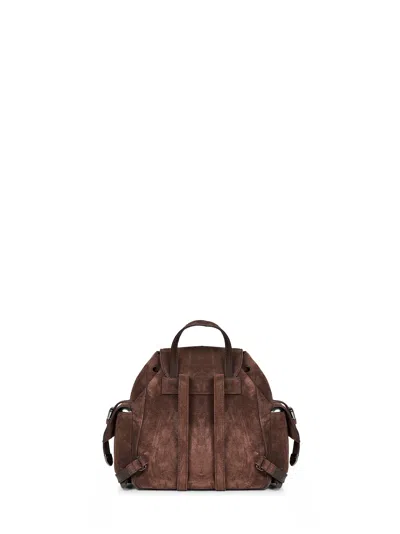 Brunello Cucinelli Suede Top Handle Backpack In Brown