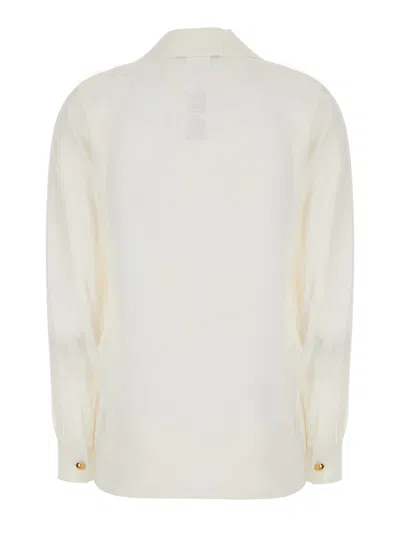 Max Mara Studio Long-sleeve Silk Polo In White