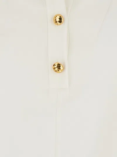 Max Mara Studio Long-sleeve Silk Polo In White
