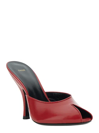 Jude Leather Date Mule Sandals In Red