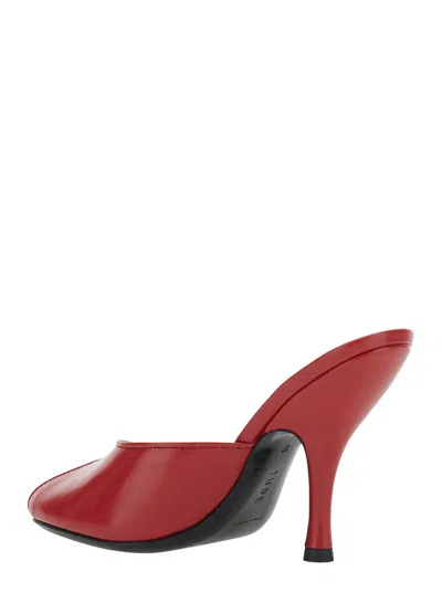 Jude Leather Date Mule Sandals In Red