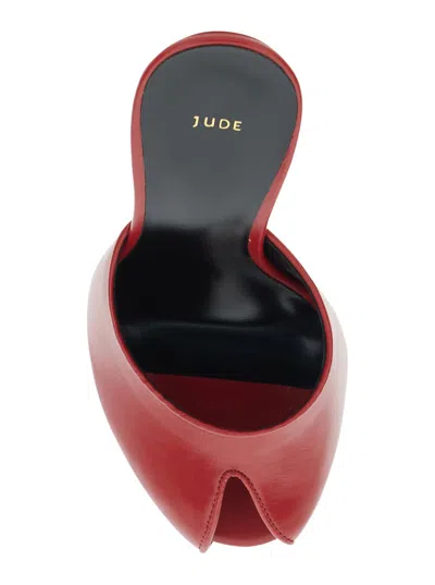 Jude Leather Date Mule Sandals In Red