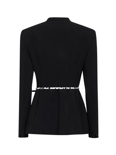 Max Mara Studio Double-breasted Cady Jacket With Belt In Black