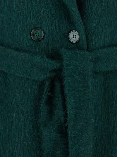 Twinset Double-breasted Wool Blend Coat In Green