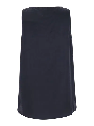 Max Mara Silk Tank Top In Blue