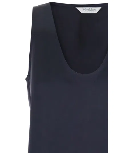 Max Mara Silk Tank Top In Blue