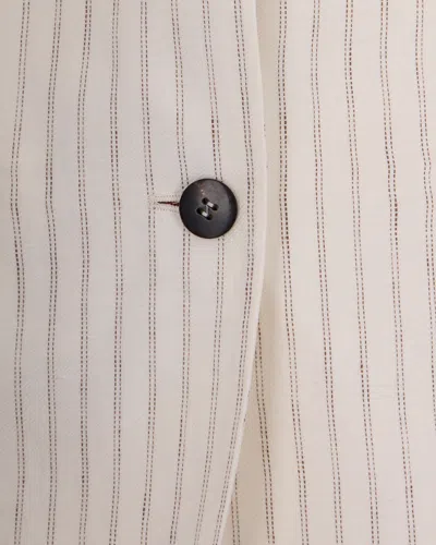 Max Mara Single-breasted Pinstriped Linen Blazer In White