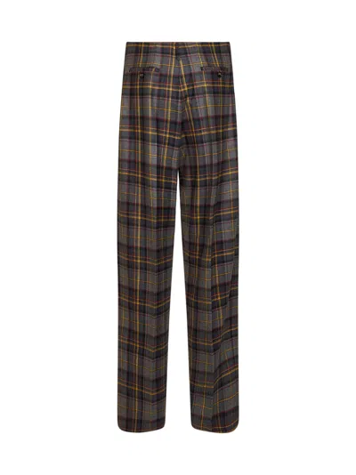 Etro Grey Check-pattern Stretch Wool Trousers In Multi