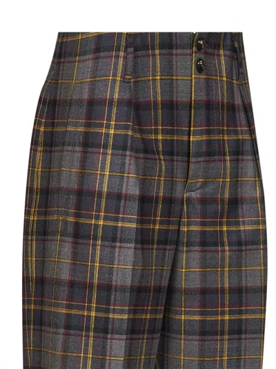 Etro Grey Check-pattern Stretch Wool Trousers In Multi