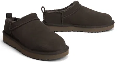 Ugg Classic Shearling-lined Suede Slip-on Flats In Gray