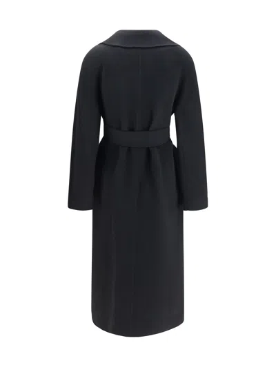 Max Mara Double-faced Wool Robe Coat In Black