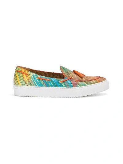 Shop Raparo Stitched Stripe Loafer Sneakers In Multicolour