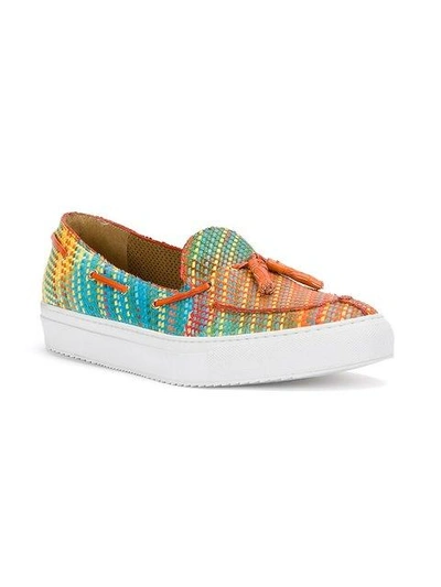 Shop Raparo Stitched Stripe Loafer Sneakers In Multicolour