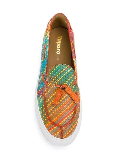 Shop Raparo Stitched Stripe Loafer Sneakers In Multicolour