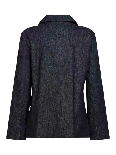 Max Mara Stretch Cotton Denim Jacket In Blue
