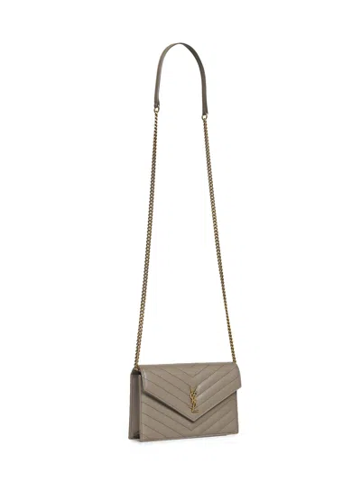 Saint Laurent Cassandre Envelope Wallet In Gray