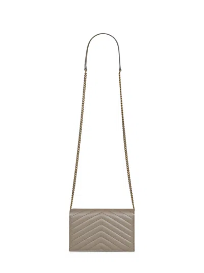 Saint Laurent Cassandre Envelope Wallet In Gray